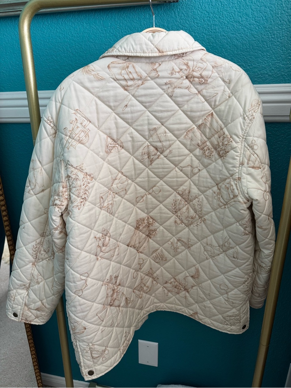 Vintage Ralph Lauren Cream Quilted Button-Front Barn Jacket - Picture 4 of 8